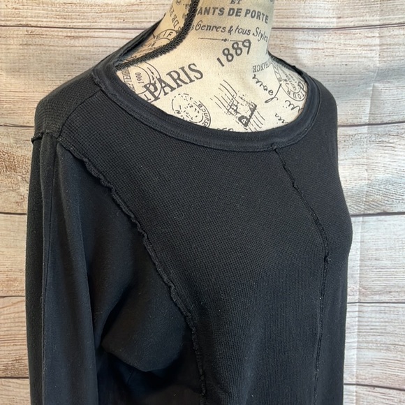 Michael Stars Original Tee Long Sleeves Black Raw Edges One size - Picture 3 of 9